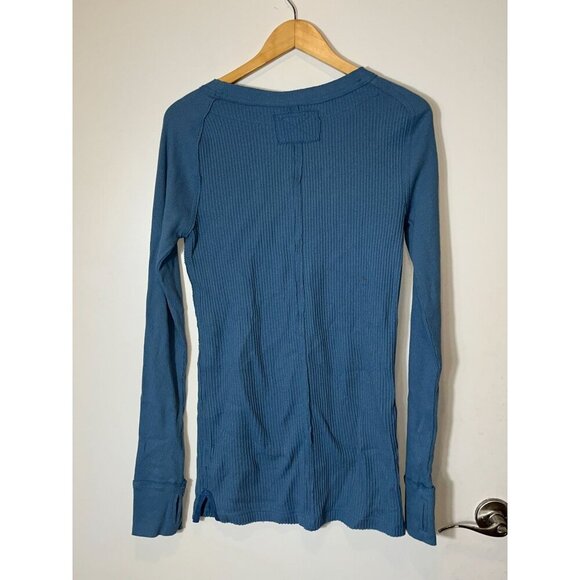 Free People We The Free Blue Ribbed Long Sleeve Tunic Top S - Picture 8 of 12